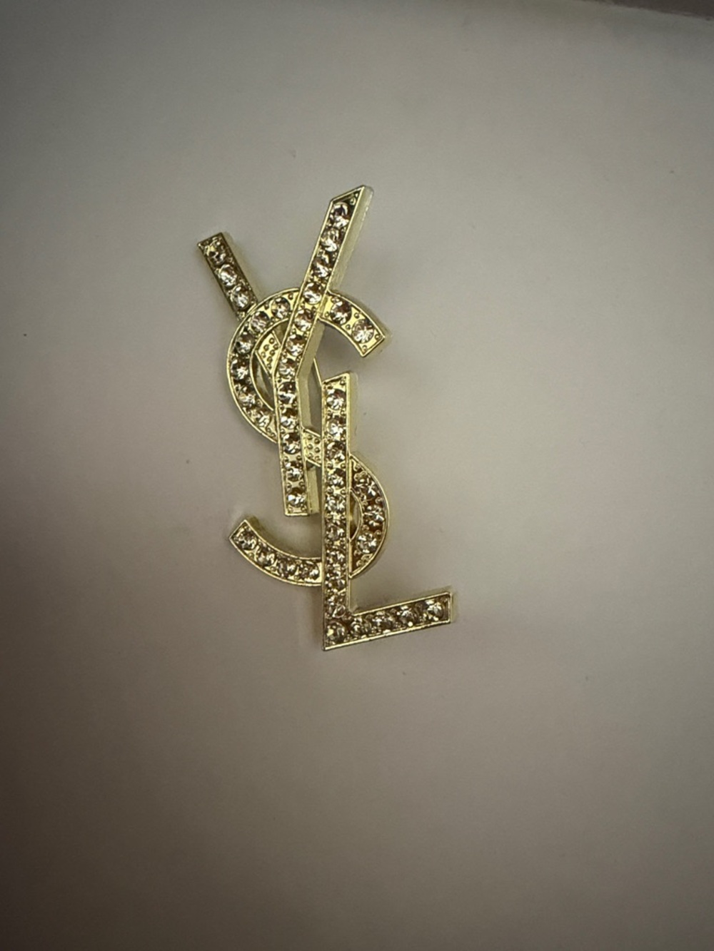 Gold Crystal Monogram Brooch